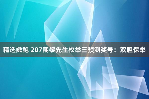 精选嫩鲍 207期黎先生枚举三预测奖号：双胆保举